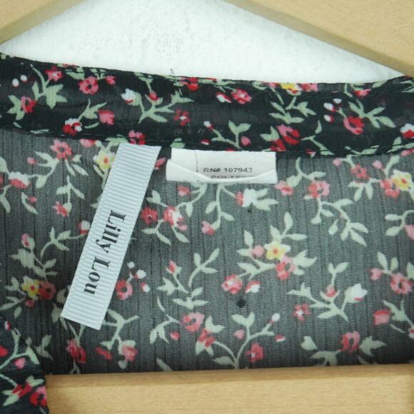 Y2K Style Babydoll Top Medium Sheer Ruffle Dainty Floral Twee Peplum Feminine - Picture 2 of 8